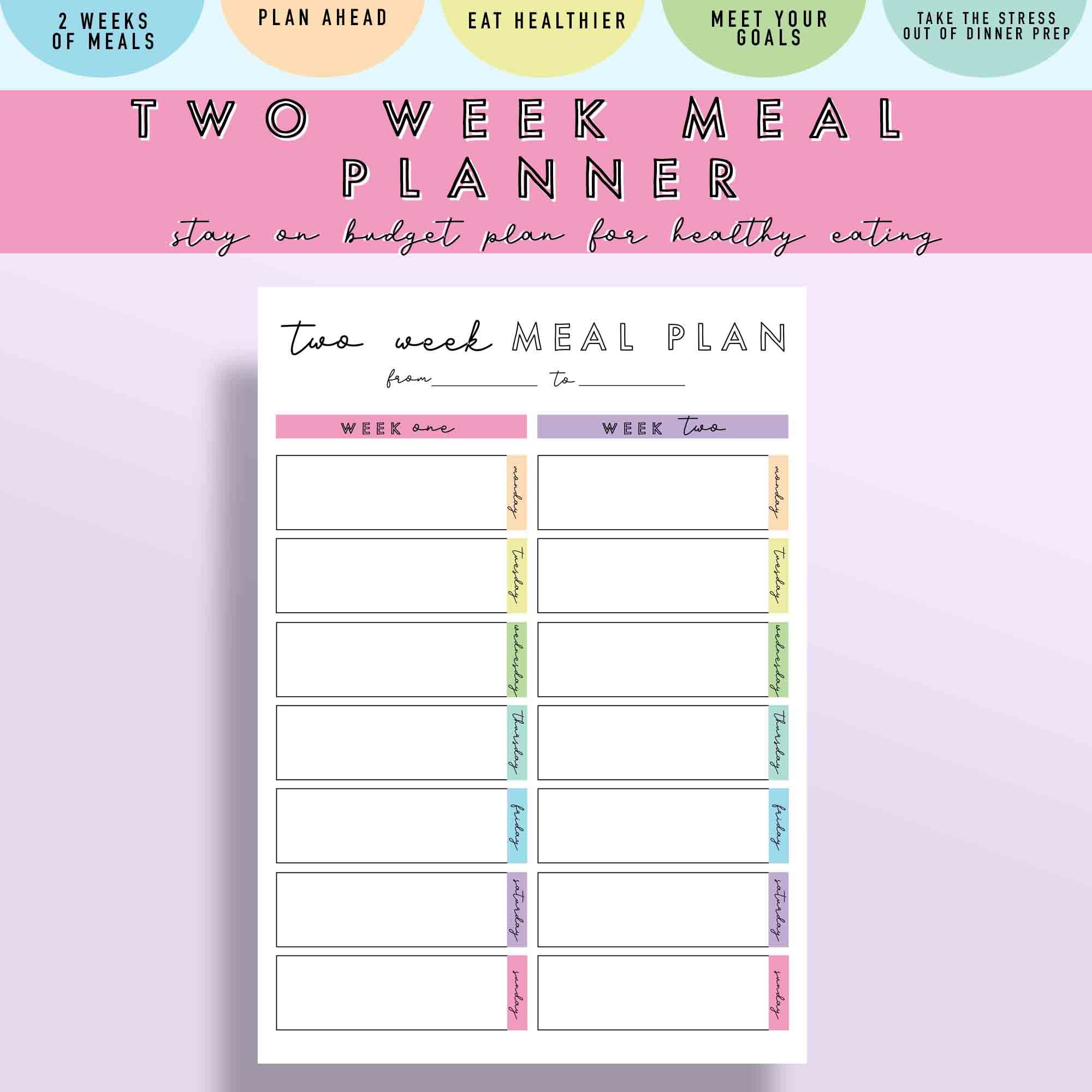 2 Week Dinner Menu Template