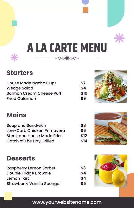A La Carte Menu Template