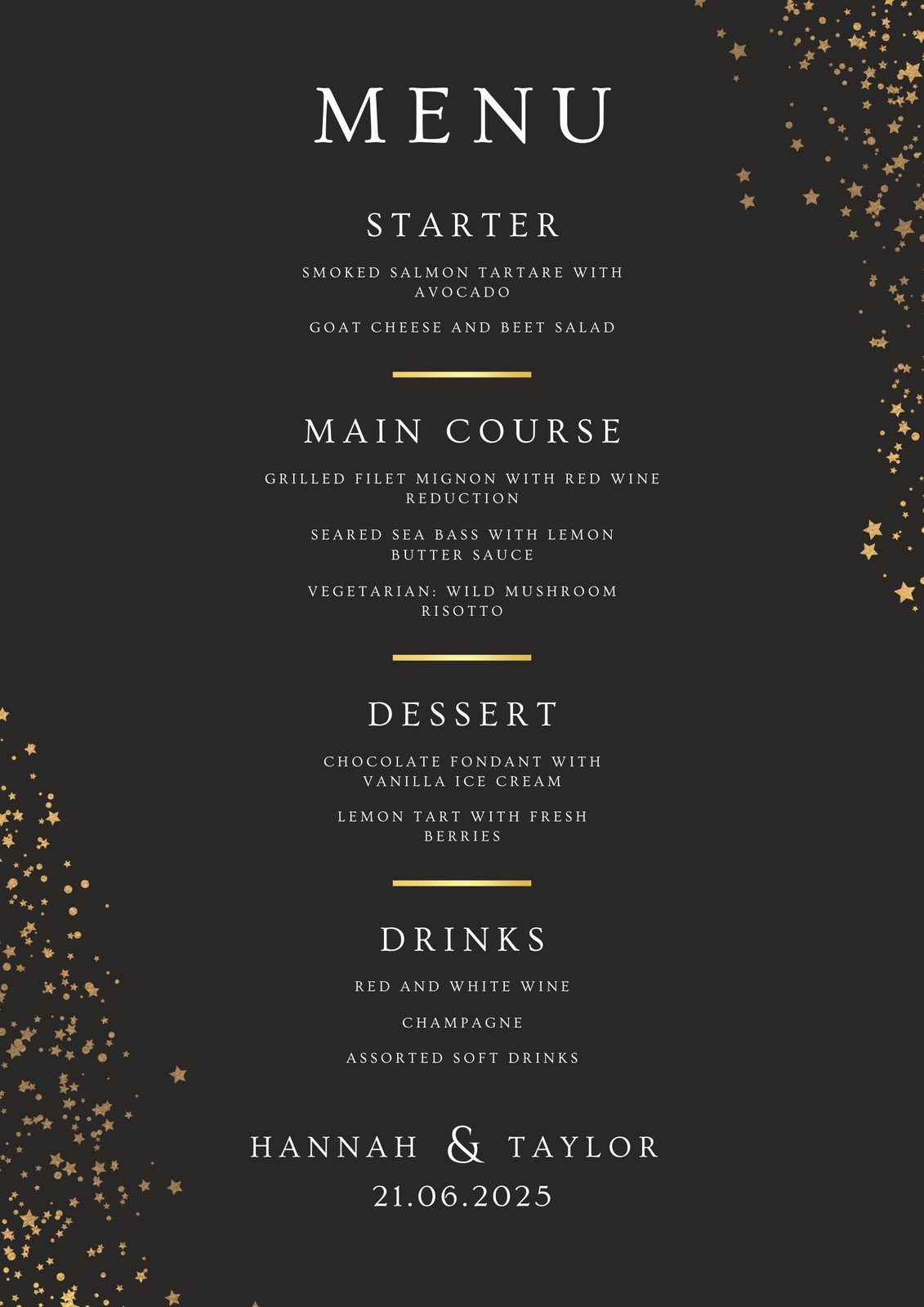 5 Course Meal Menu Template