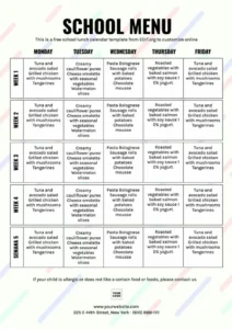 4 Week Cycle Menu Template