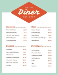 Free Retro Diner Menu Template free-retro-diner-menu-template