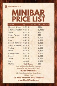 Hotel Mini Bar Menu Template hotel-mini-bar-menu-template