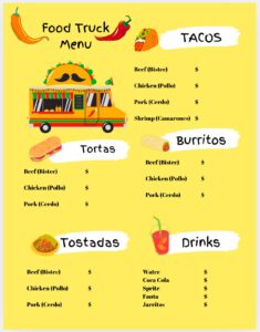 Mexican Food Truck Menu Template mexican-food-truck-menu-template