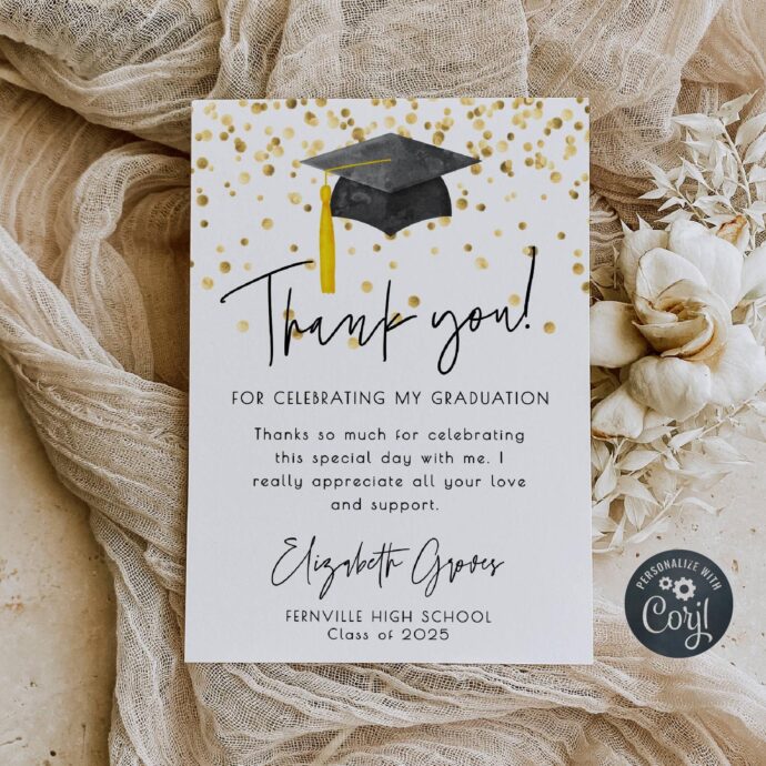 Name Note For Graduation Graduation Party Thank You Note Template