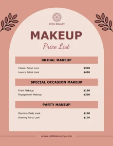 Free Makeup Artist Price List Template free-makeup-artist-price-list-template
