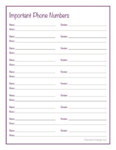 Important Phone Numbers List Template important-phone-numbers-list-template