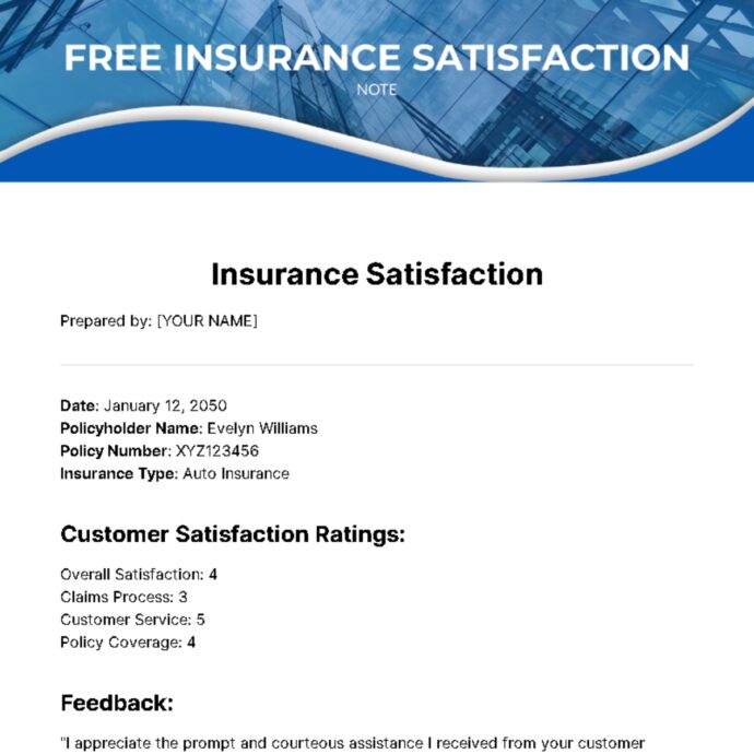 Insurance Satisfaction Note Format Pdf Insurance Customer Satisfaction Note Template