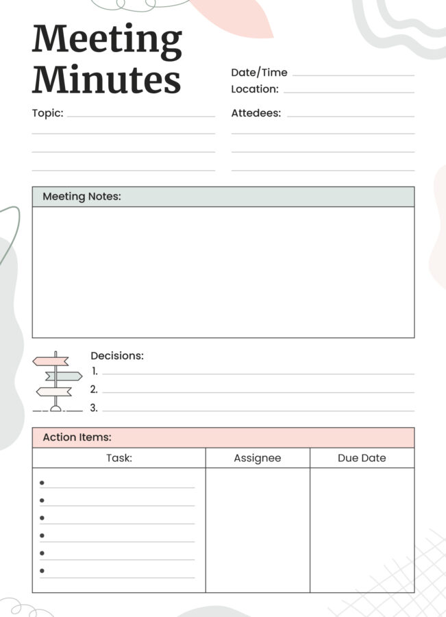 Meeting Note Template With Action Items