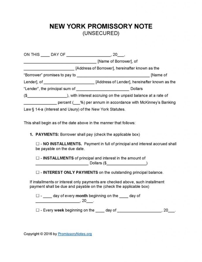 Renewal Of Unsecured Promissory Note Template