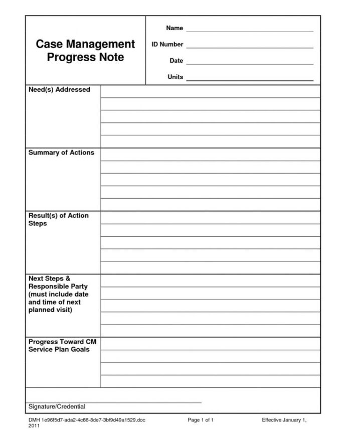 Clinical Notes Structure Social Work Clinical Note Template