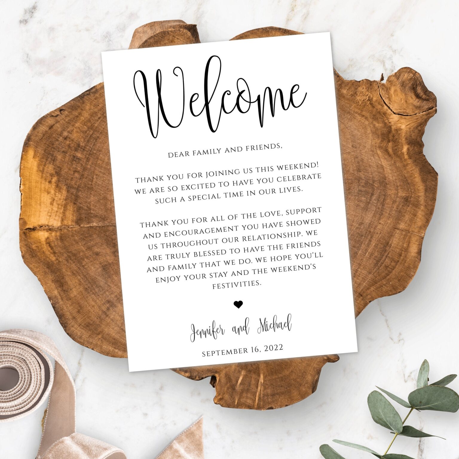 Welcome Note Pretty Wedding Out Of Town Welcome Note Template