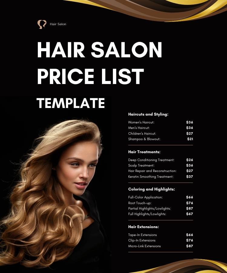 Hair Salon Price List Template