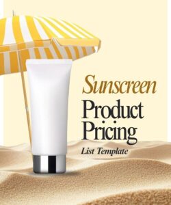 Sunscreen Product Pricing List Template Sunscreen Product Pricing List Template