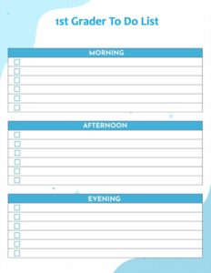 1st Grader To Do List Template 1st Grader To Do List Template