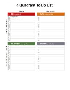 4 Quadrant To Do List Template 4 Quadrant To Do List Template