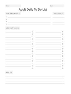 Adult Daily To Do List Template Adult Daily To Do List Template