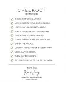 Airbnb Check Out List Template