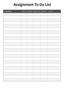 Assignment To Do List Template Assignment To Do List Template