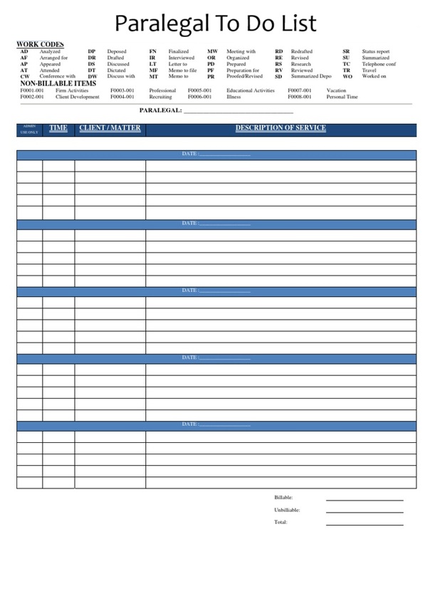 Paralegal To Do List Template