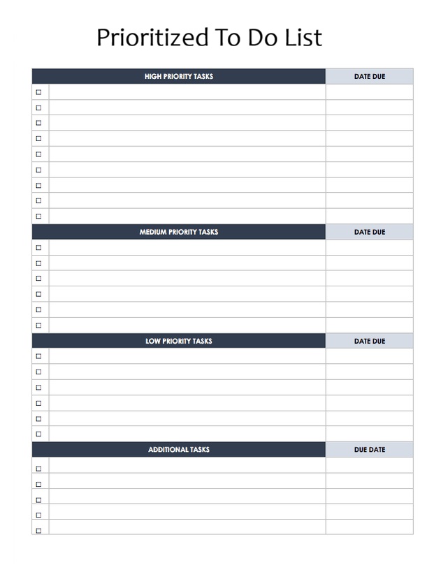 Prioritized To Do List Template