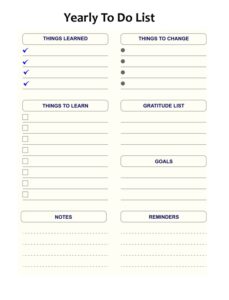Yearly To Do List Template
