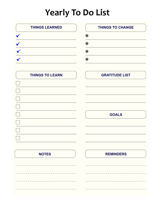 Yearly To Do List Template