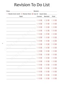 Revision To Do List Template
