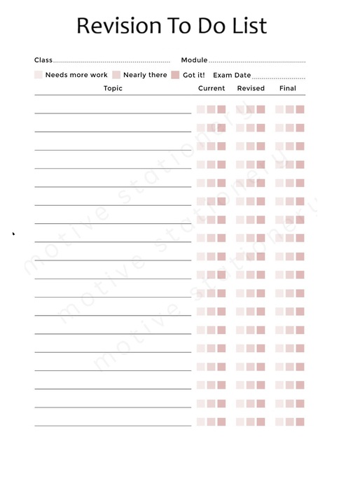 Revision To Do List Template